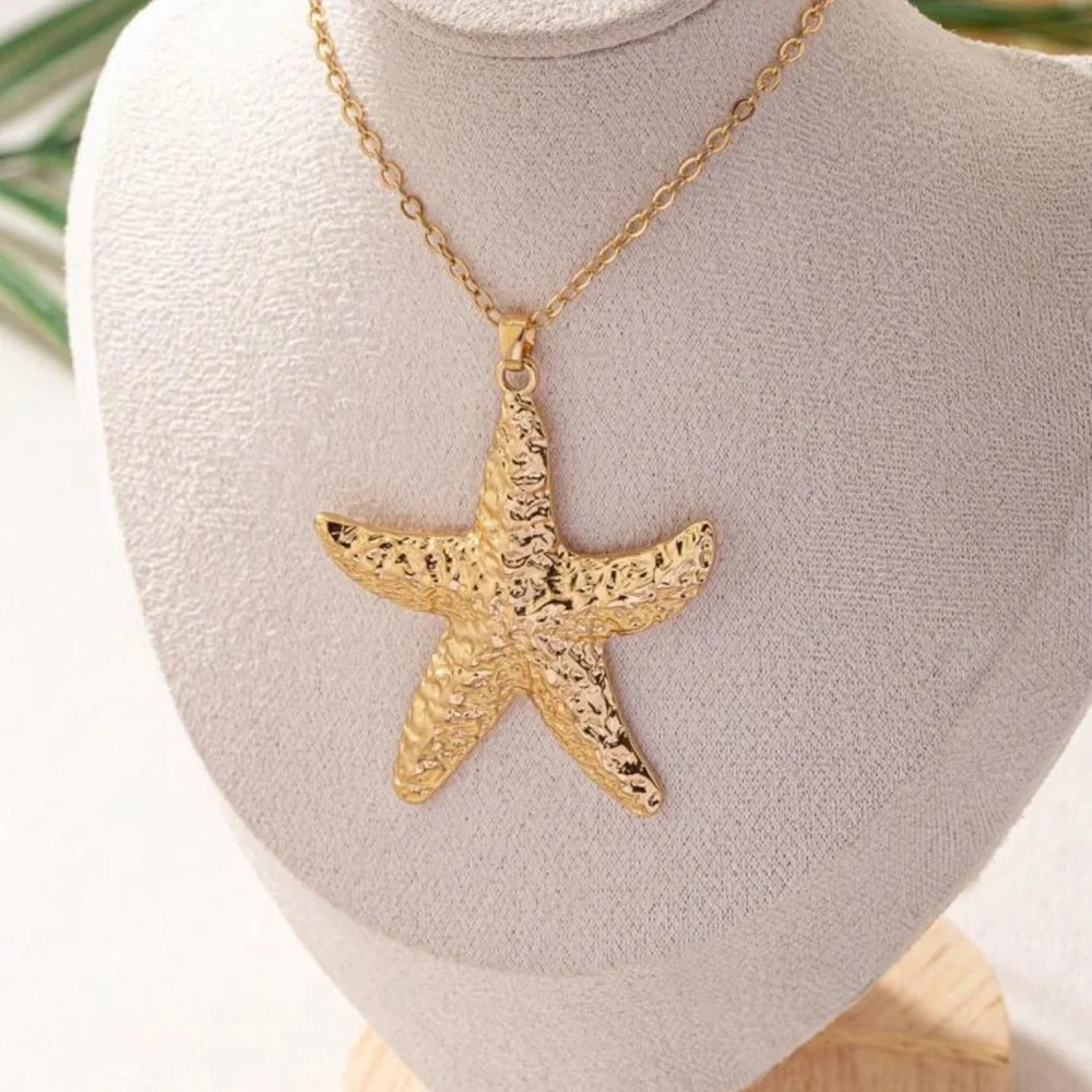 Gold Starfish Pendant Necklace - Picture 1 of 6